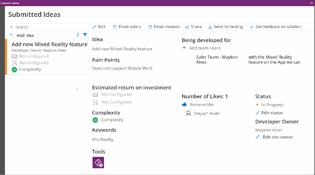 CoE - Innovation Backlog App
